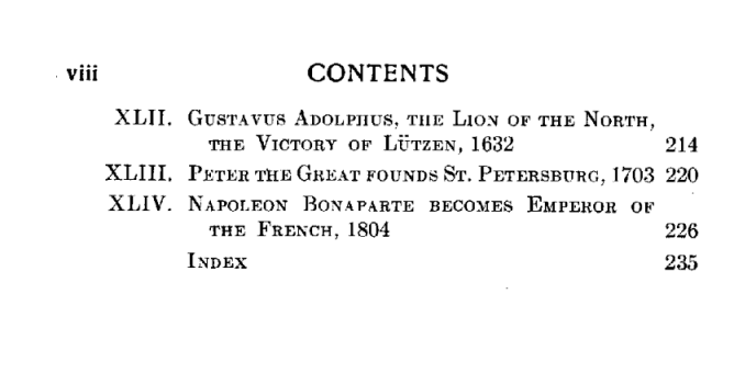 [Contents, Page 4 of 4] from European Hero Stories by E. M. Tappan
