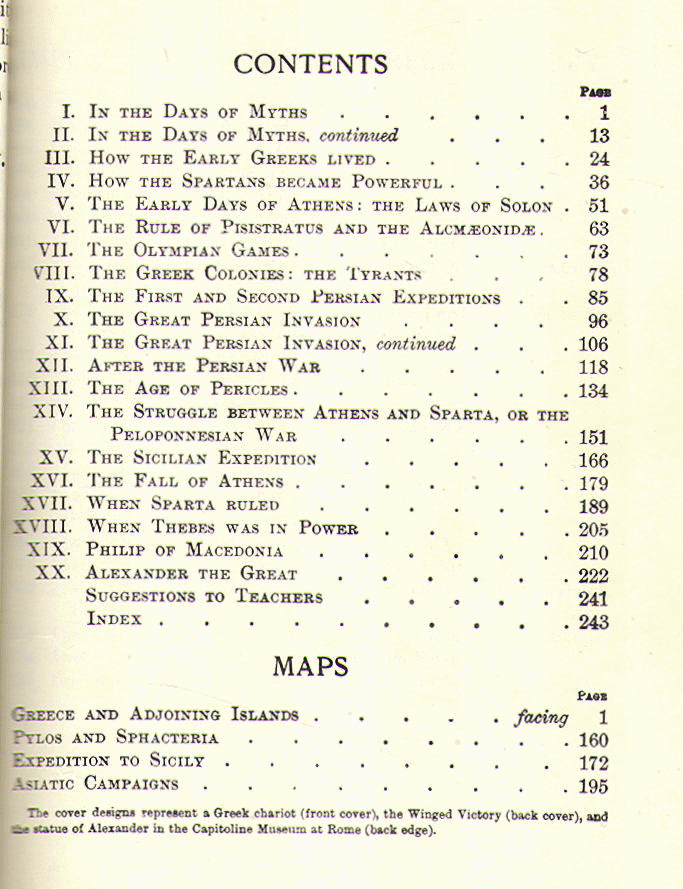 [Contents] from Story of the Greek People by E. M. Tappan