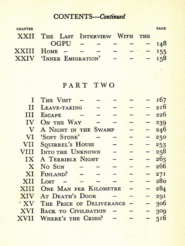 [Contents, Page 2 of 2] from Escape from the Soviets by T. Tchernavin