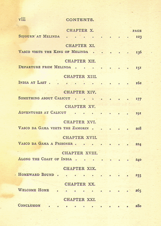 [Contents, Page 2 of 2] from Adventures of Vasco da Gama by George Towle