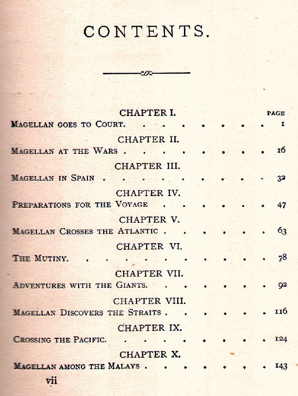 [Contents, Page 1 of 2] from The Adventures of Magellan by George Towle