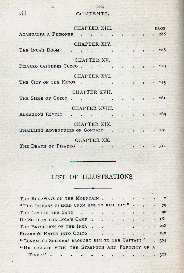 [Contents, Page 2 of 2] from The Adventures of Pizarro by George Towle