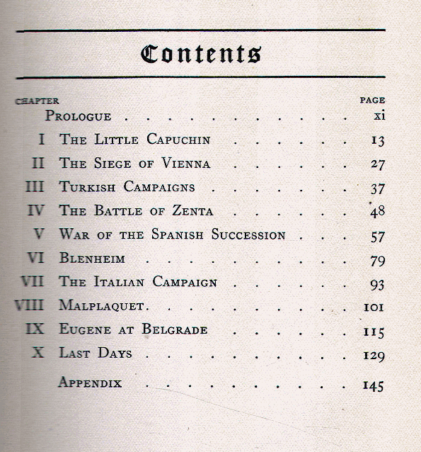 [Contents] from Prince Eugene by George Upton