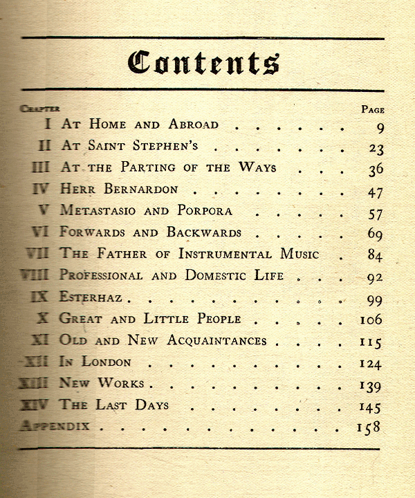 [Contents] from Joseph Haydn by George Upton