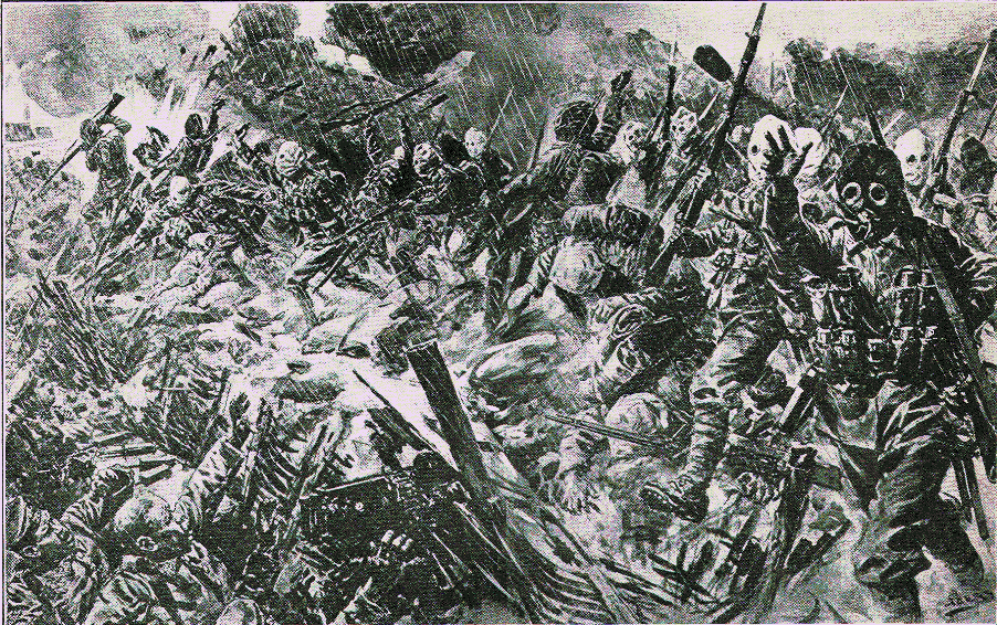 British Charge in Gas Masks, 1915