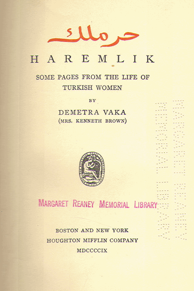 [Title Page] from Haremlik by Demetra Vaka