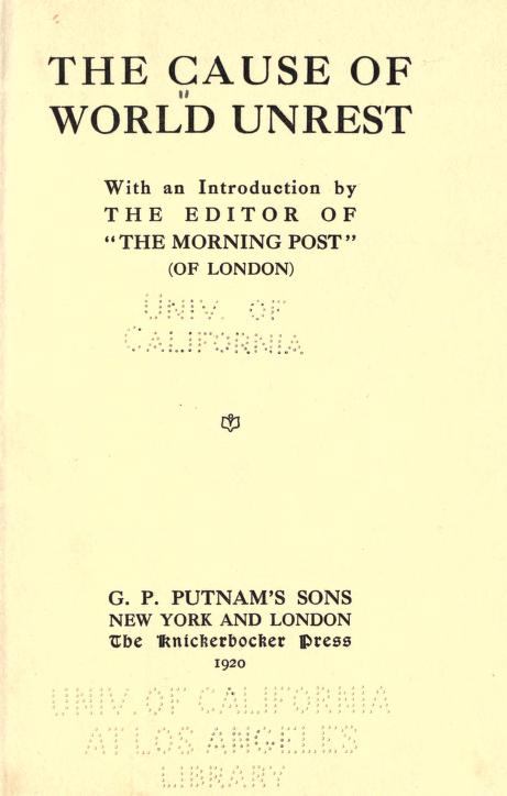 [Dedication] from The Cause of World Unrest by Nesta Webster