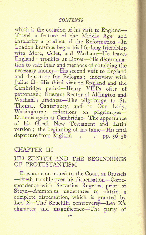 [Contents, Page of 2 of 5] from Erasmus of Rotterdam by M. Wilkinson