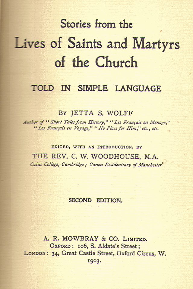 [Title Page] from Stories of Saints and Martyrs by Jetta S. Wolff