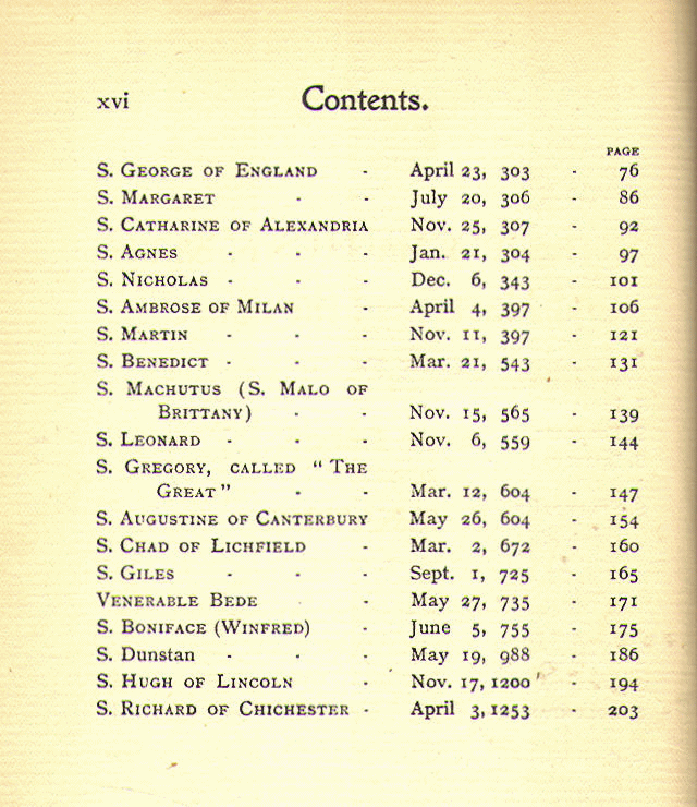 [Contents, Page 2 of 2] from Stories of Saints and Martyrs by Jetta S. Wolff