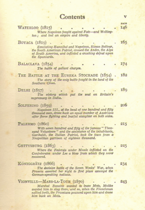 [Contents, Page 3 of 4] from Boy's Book of Battles by Eric Wood