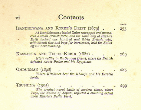 [Contents, Page 4 of 4] from Boy's Book of Battles by Eric Wood