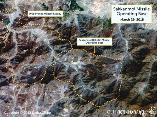 A satellite image of a secret North Korean ballistic missile base. The North has offered to dismantle a different major missile launching site while continuing to make improvements at more than a dozen others.