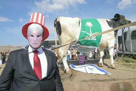 Yemen protest Trump US cow Saudi Israel