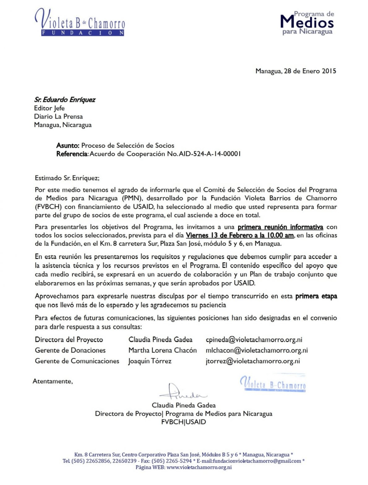 Chamorro Foundation USAID La Prensa