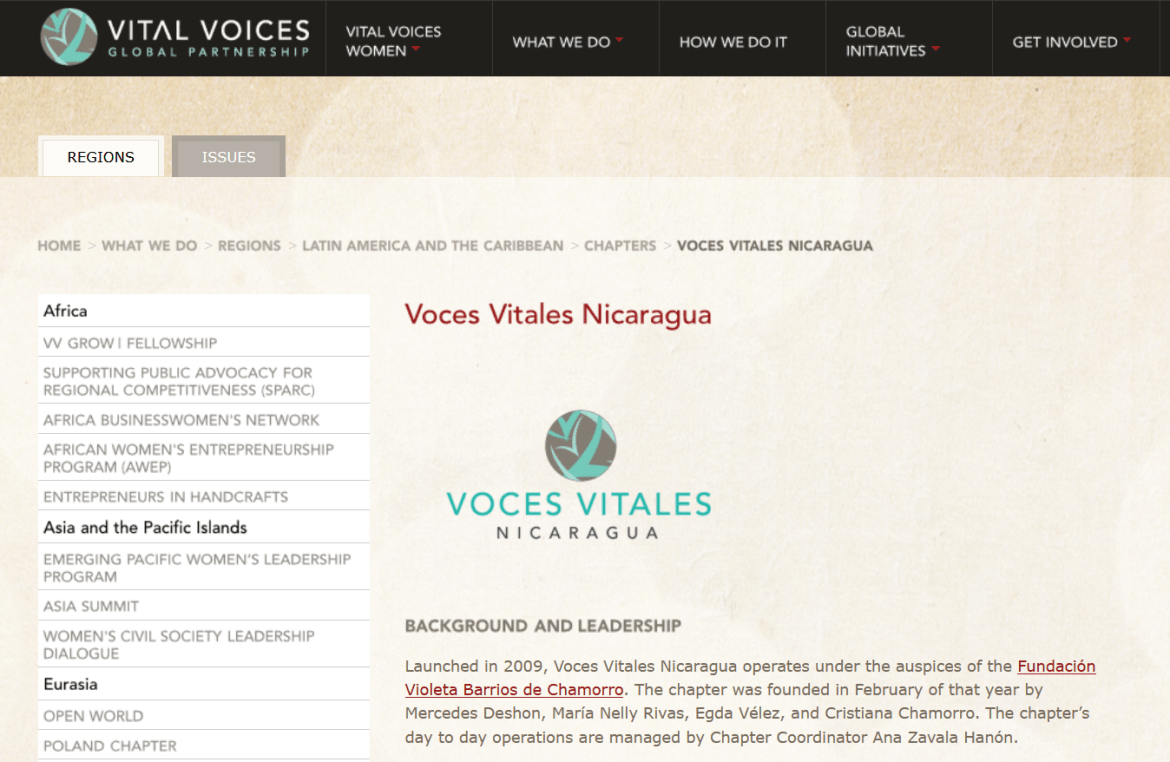US Voces Vitales Nicaragua Chamorro Foundation