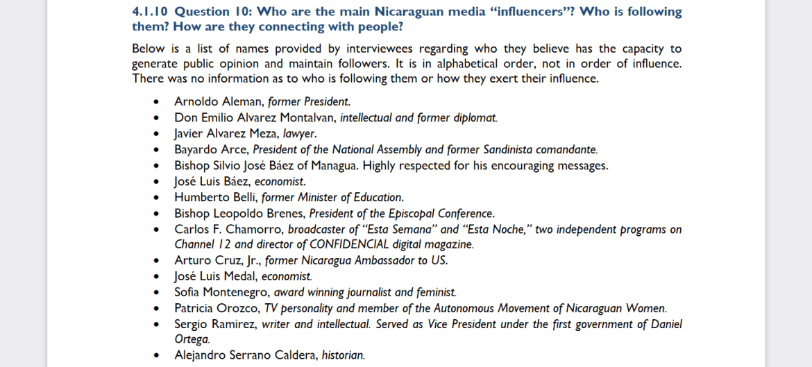 USAID Nicaragua media influencers