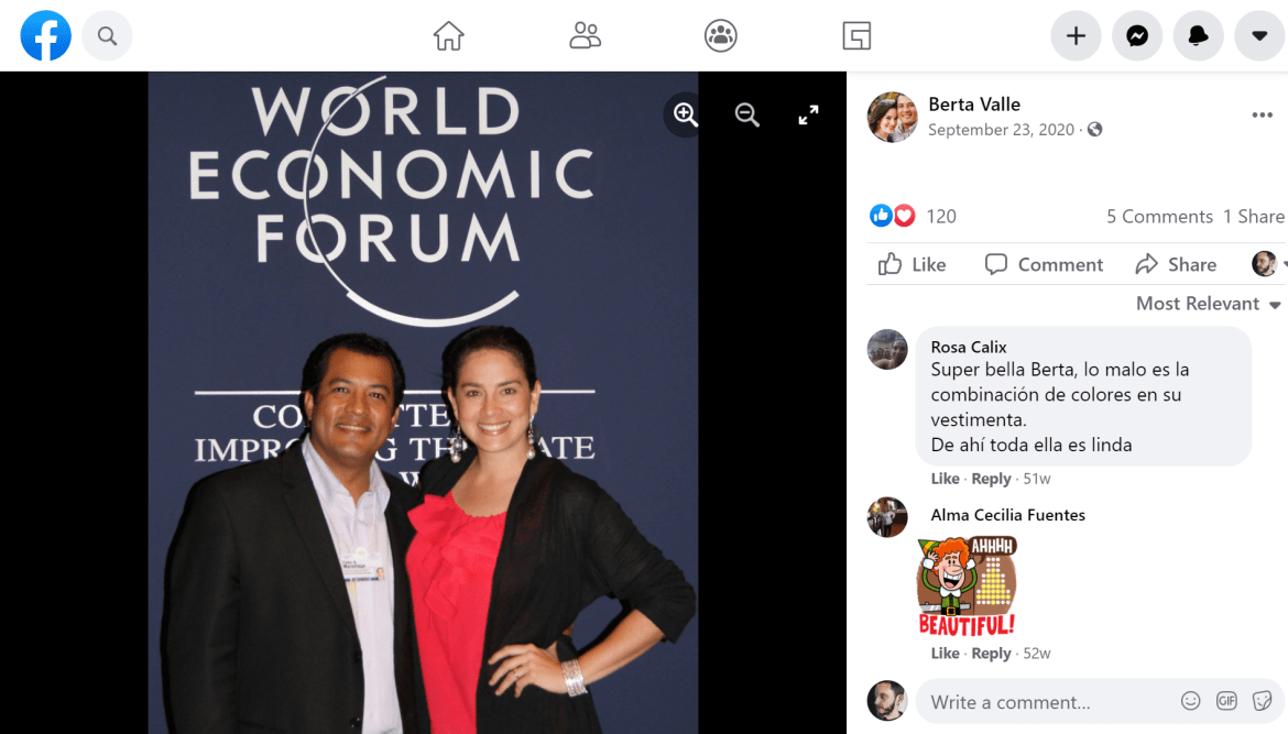 Berta Valle Felix Maradiaga World Economic Forum