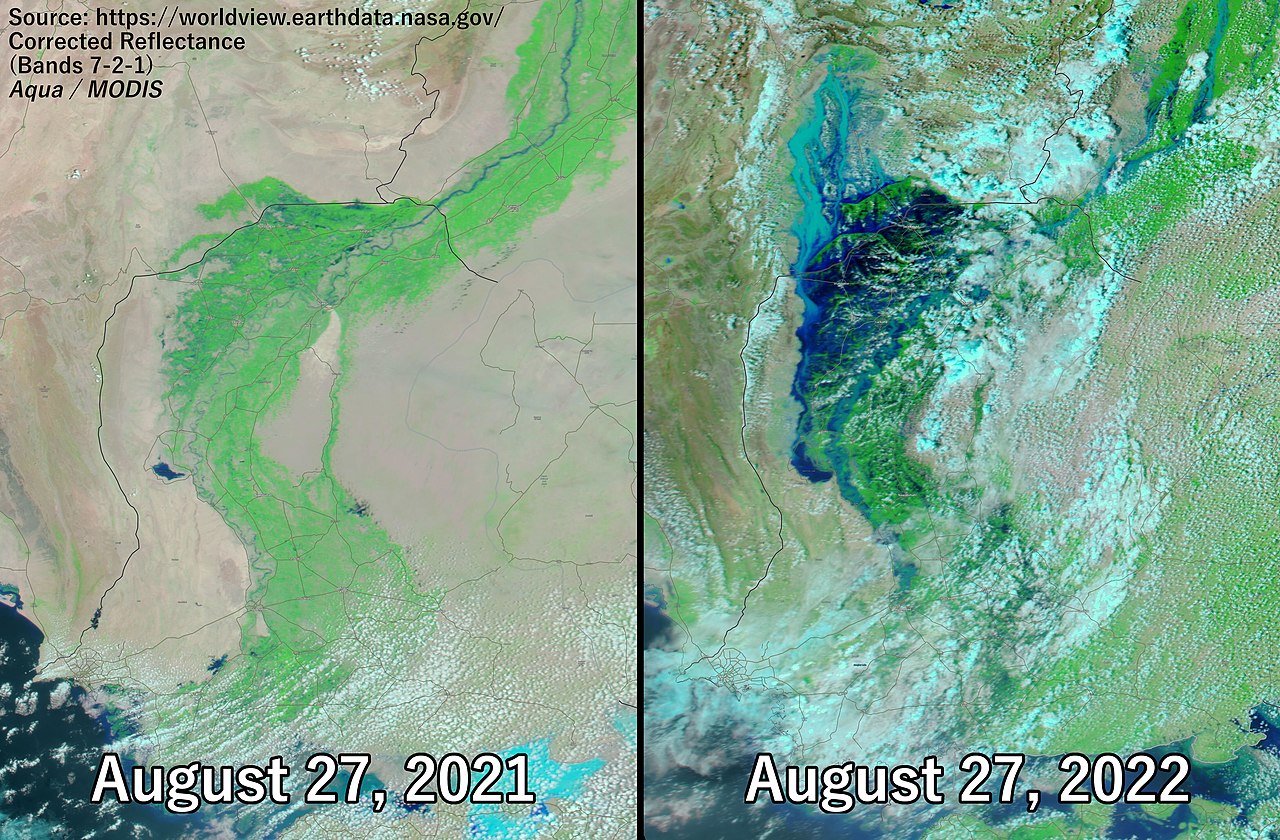 2022 Pakistan Floods - August 27, 2021 vs. August 27, 2022 in Sindh.jpg
