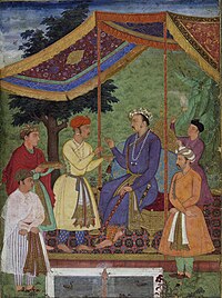 Emperor Jahangir receiving his two sons, an album-painting in gouache on paper, c 1605-06.jpg