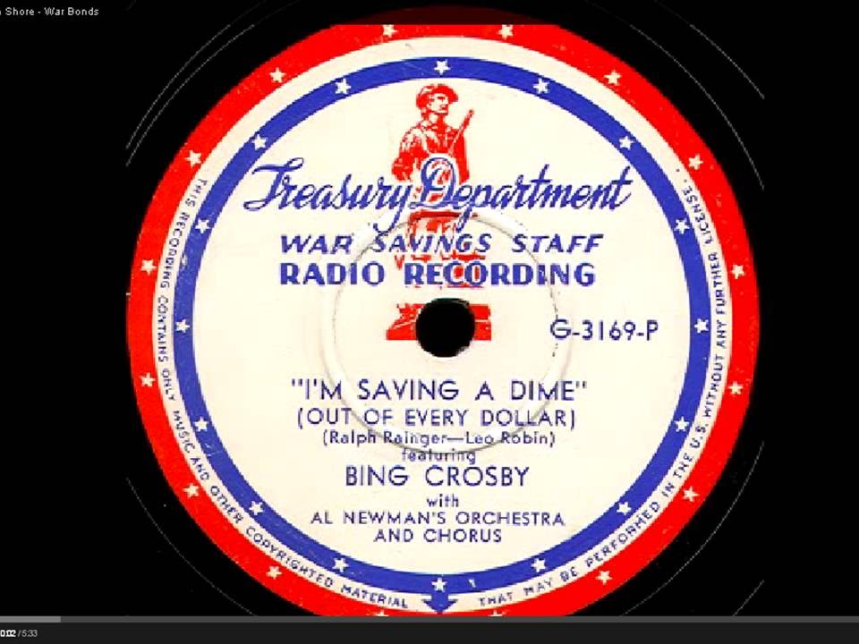 Bing Crosby war Bonds US treasury office WW2 CENSORED BY YOU TUBE