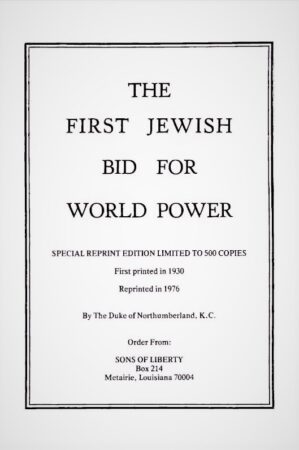 Antichrist,Babylon 1,Balfour, Arthur,Communism 1,Egypt 1,Islam 1,Judaism 1,Luther 1,Marx, Karl (Marxism) 2,Paganism 1,Passover,Protocols of the Learned elders of Zion,Secret societies,Talmud,Titus,World Government