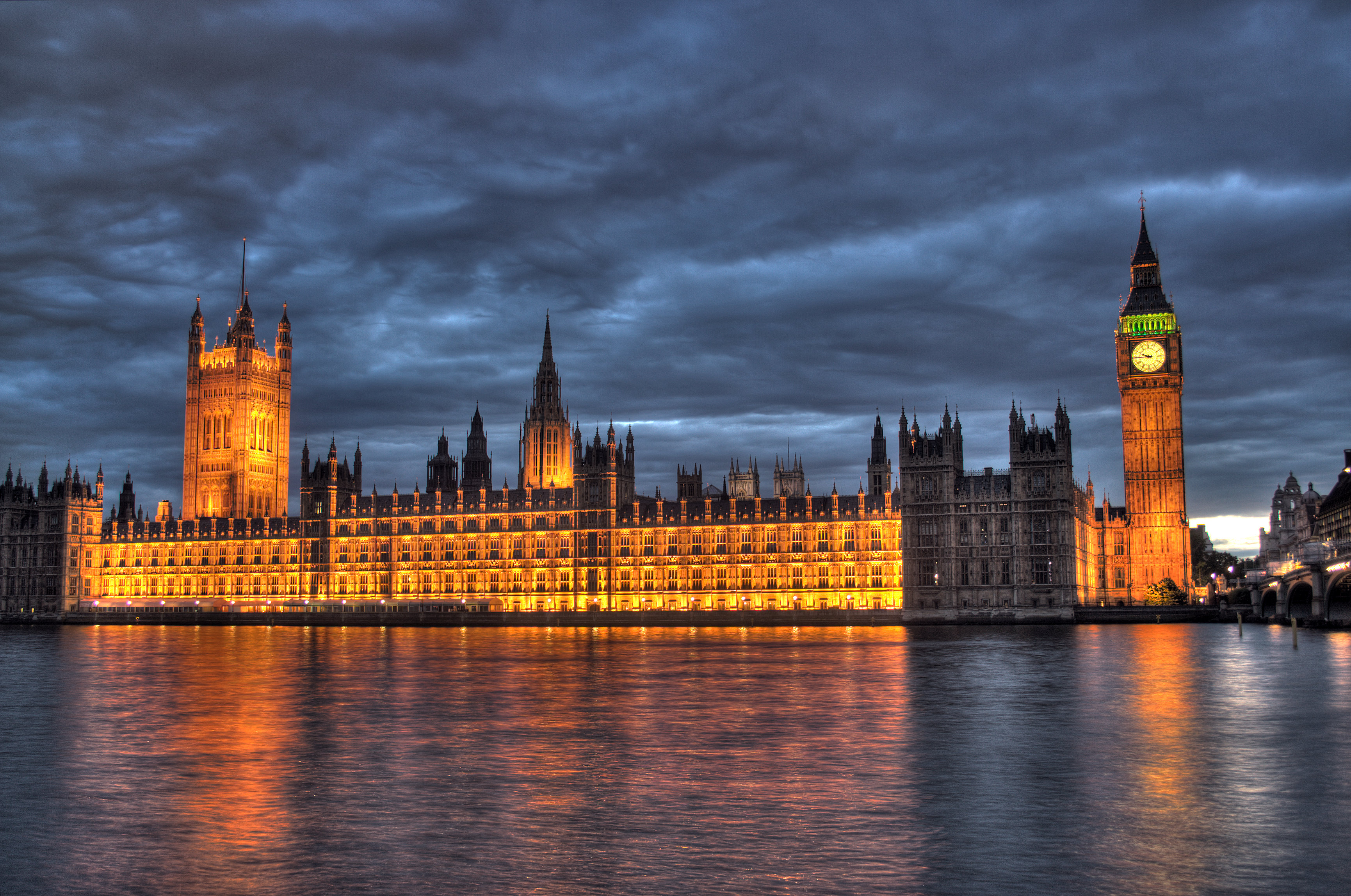 Westminster Palace, aka Houses of Parliament, and Big Ben, at night. (Maurice via Flickr)