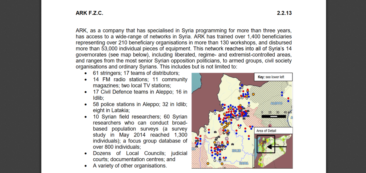 ARK UK contractor Syria media map