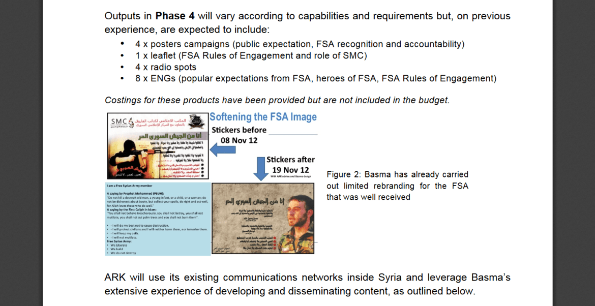 ARK contractor Syria soften FSA image