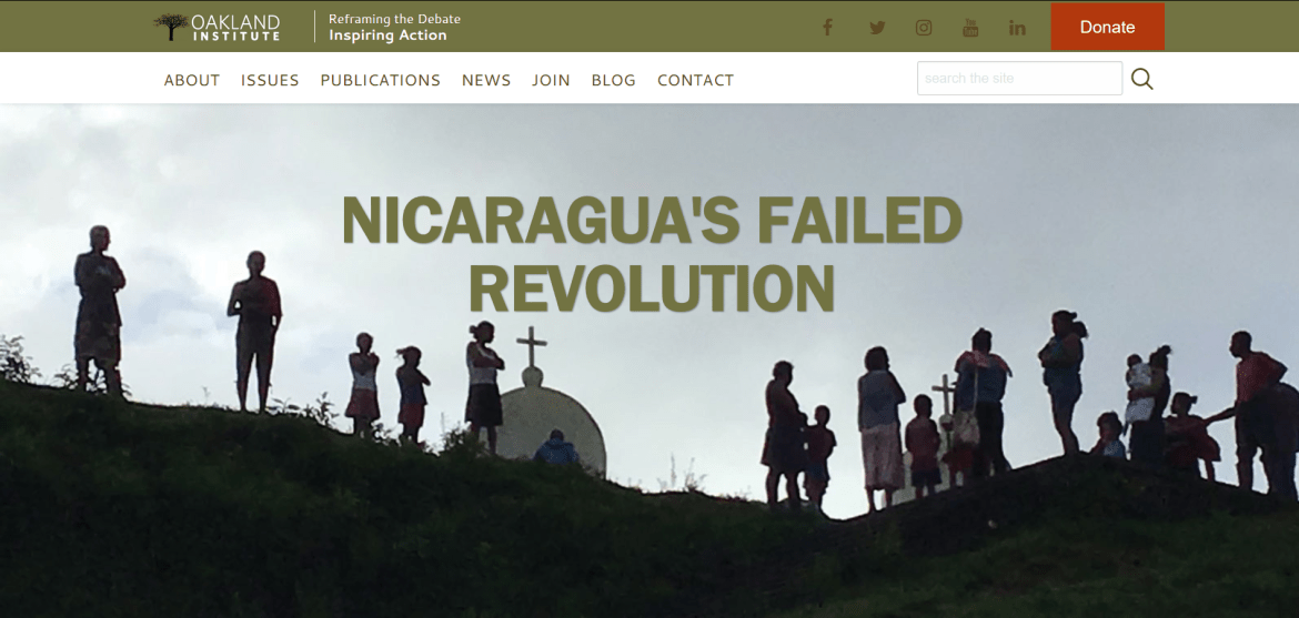 Oakland Institute Nicaragua failed revolution