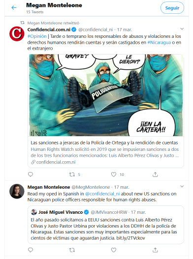 Megan Monteleone Nicaragua Confidencial HRW