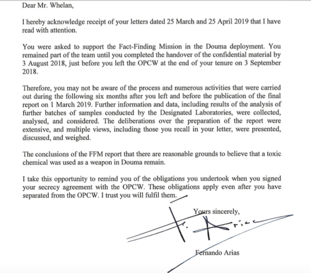 Actual Aris letter to Whelan