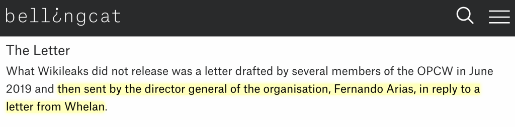 Bellingcat false letter claim