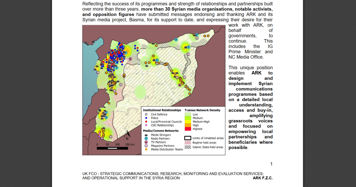 ARK UK contractor Syria opposition media map
