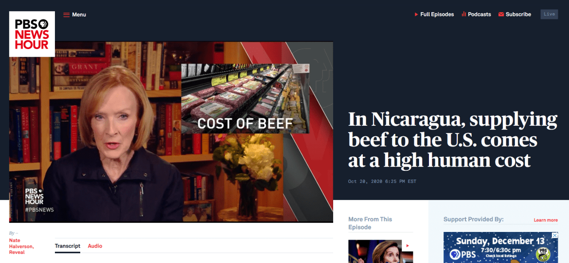 PBS Nicaragua conflict beef