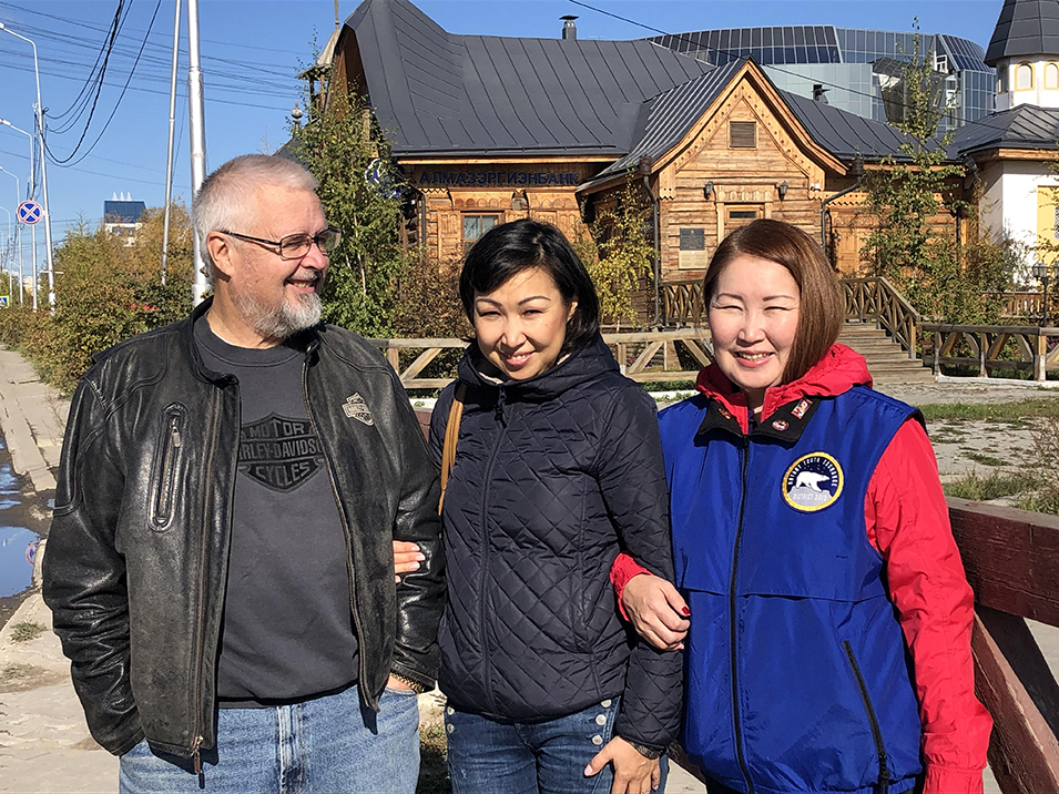 Rotarian hosts in Yakutsk. Pete, Katya and Maria (Club President). Photo by Ann Wright
