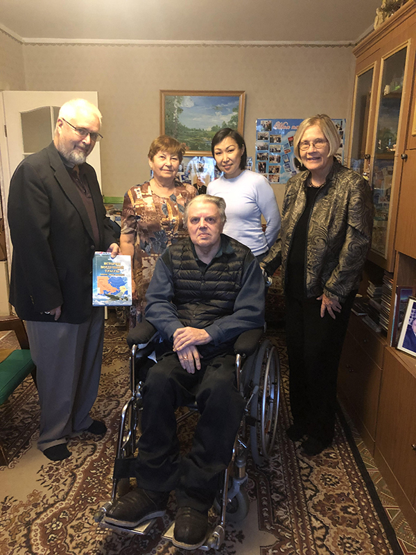 Photo by Ann Wright. Author in center, Ivan Efimovich Negenblys; Left to right- Rotarian and host Pete Clark, researcher and Ivan’s wife Galina; host and Rotarian Katya Allekseeva; Ann Wright