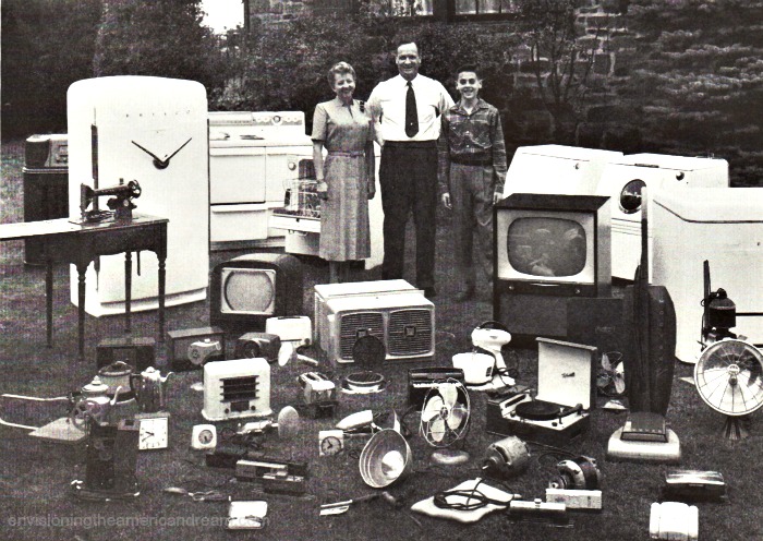 American Family Abundance Plugged into the American Deam picture 1950s family and electric home appliances