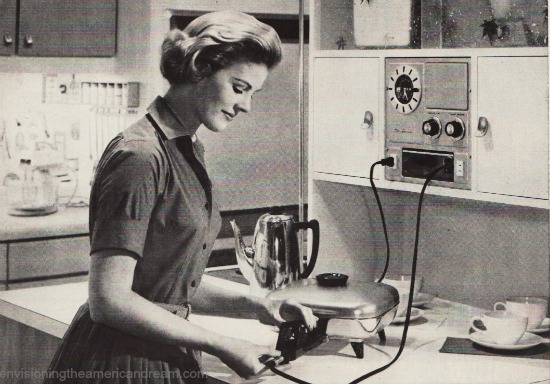 vintage 1950s housewife in kitchen